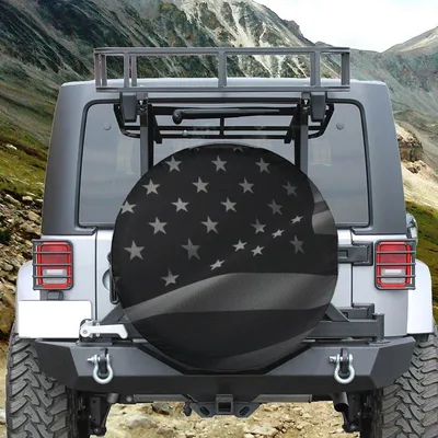 No Quarter American Flag Wave Spare Tire Cover, Patriotic Design With Backup Camera Hole, Camping And Rv Car Accessory Spare Tire Cover