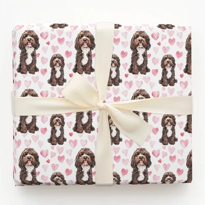 Brown Bernedoodle Valentine - Gift Wrap for Christmas, Holidays Wrapping Paper, Christmas Wrapping Paper
