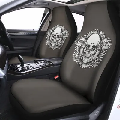 Cross Piston Mechanic Skull Print Universal Fit Car Seat Covers