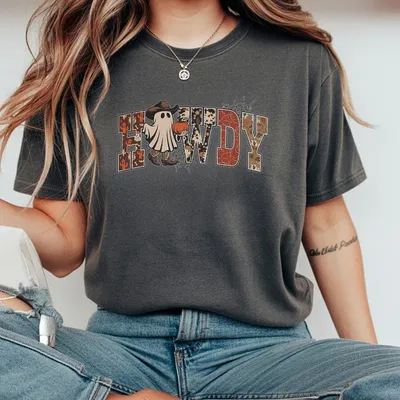 Howdy Ghost T-Shirt Western Halloween T-Shirt Cowboy Fall T-Shirt Spooky Season T-Shirt Unisex T-Shirt T-Shirt