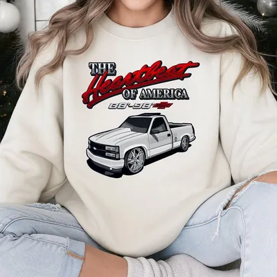 Classic Chevrolet Sweatshirt, Vintage 88-98 Obs Truck Graphic, Heartbeat Of America Streetwear, Car Lovers Gift