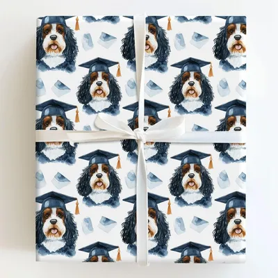 Bernedoodle Graduate - Gift Wrap for Christmas, Holidays Wrapping Paper, Christmas Wrapping Paper