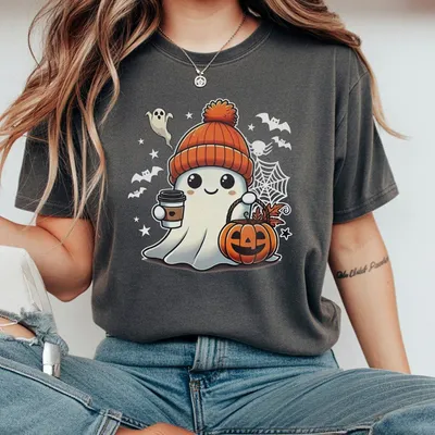 Halloween Ghost T-Shirt T-Shirt T-Shirt Cute Ghost T-Shirt Halloween T-Shirt Cute Fall T-Shirt Spooky Season T-Shirt