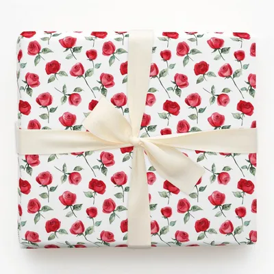 Roses Are Red - Gift Wrap for Christmas, Holidays Wrapping Paper, Christmas Wrapping Paper