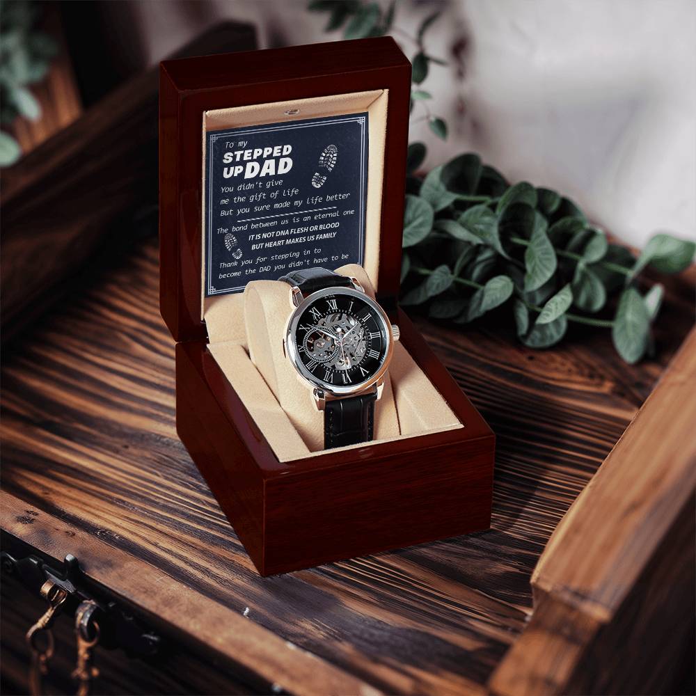 To My Stepped Up Dad Watch Watch For Step Dad Father's Day Gift Stepdad Birthday Openwork Watch