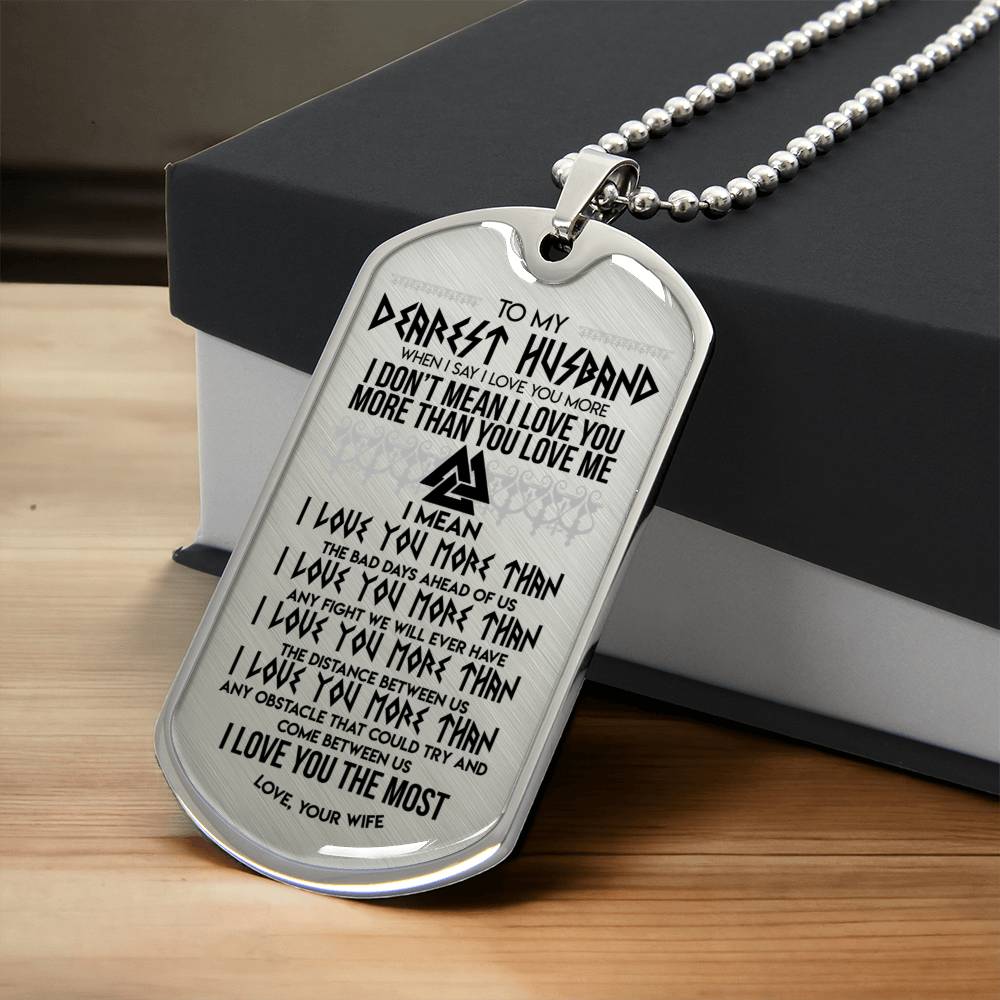 To My Dearest Husband Norseviking Style Dogtag Necklace - Army Tag Necklace, Dog Tag