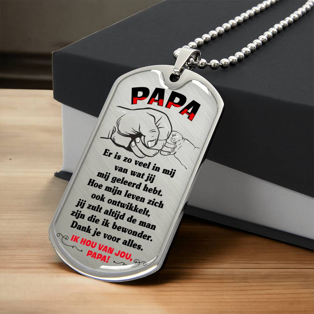 Papa - Hanger - Army Tag Necklace, Dog Tag