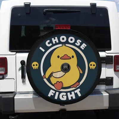 I Choose Fight Funny Duck Spare Tire Cover, Duck Spare Tire Cover, Funny Goose Accessories, With Backup Camera Hole Spare Tire Cover