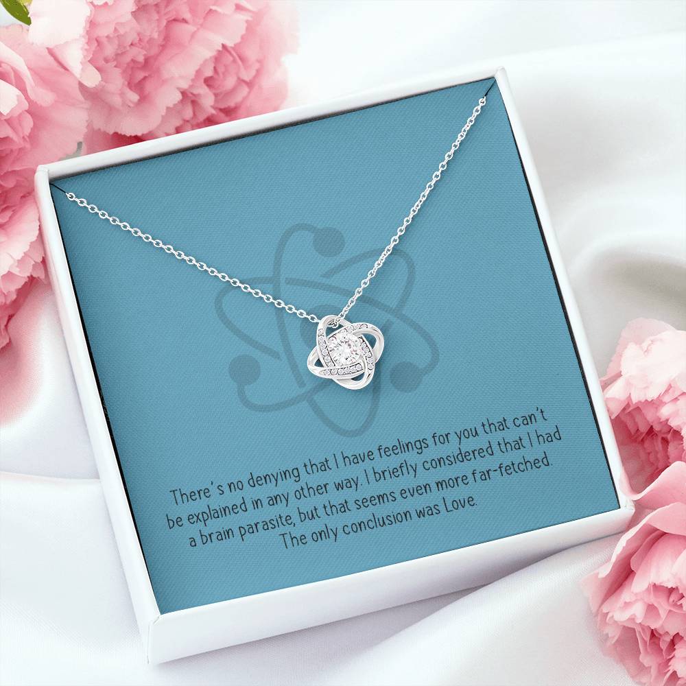 There's No Denying I Have Feelings For You - Love Knot Atom Necklace - Love Knot Necklace
