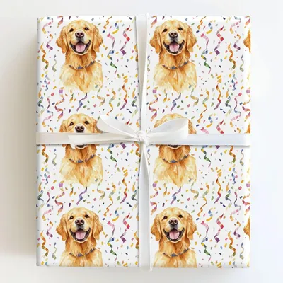 Wagging Tails and Party Trails - Gift Wrap for Christmas, Holidays Wrapping Paper, Christmas Wrapping Paper