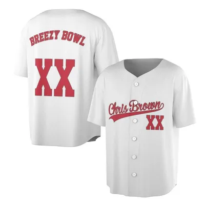 Breezy Bowl Jersey, Chris Brown Xx Edition, Red Roman Numerals, Streetwear Collab, Music Inspired Fashion Baseball Jersey