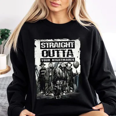 Straight Outta Nightmares Sweatshirt Graphic Printed Unisex Sweatshirt