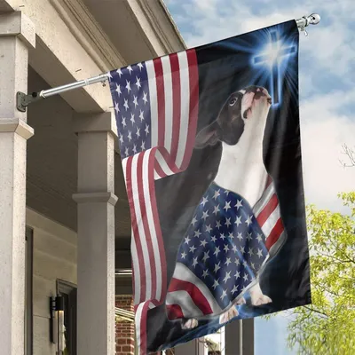 Flag Boston Terrier Dog Standing, , House Flag Decoration For Dog Lover Vertical House Flag