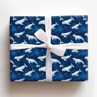 Beluga Blues - Gift Wrap for Christmas, Holidays Wrapping Paper, Christmas Wrapping Paper