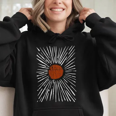 Sunburst Vintage Hoodie Garment Dyed Spring Clothing Vintage Sunset Hoodie Cotton Fabric Soft Top Womenswear