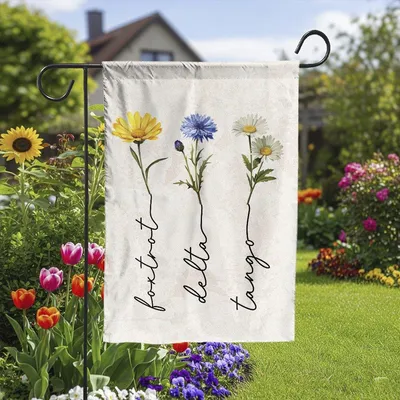 Vintage Wildflower Garden Flag, Foxtrot Delta Tango House Flag, Botanical Floral Yard Decor Vertical Garden Flag