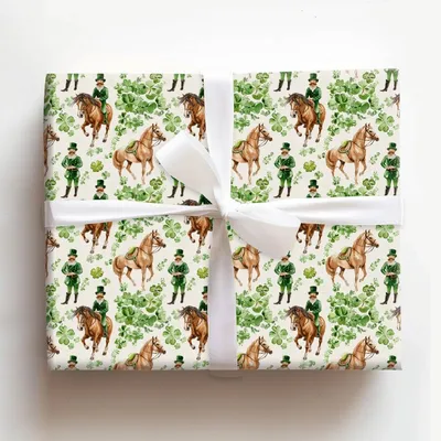 Shamrocks with the Saddlebred - Gift Wrap for Christmas, Holidays Wrapping Paper, Christmas Wrapping Paper