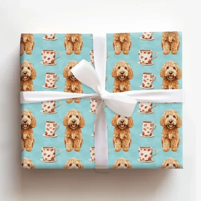 Coffee Day with the Goldendoodle - Gift Wrap for Christmas, Holidays Wrapping Paper, Christmas Wrapping Paper