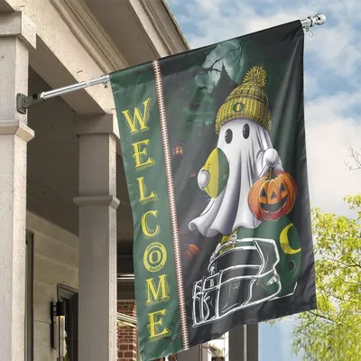 Oregon Ducks “Spooky Welcome” Porch Flag, Home Decoration, Gift For Him Vertical House Flag