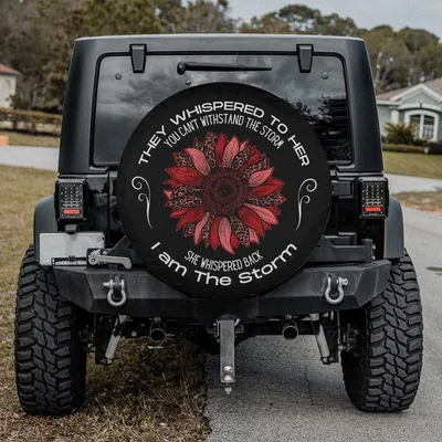 I Am The Storm, Spare Tire Covers For Women, Red Sunflower Tire Cover Compatible With Campers, Backup Camera Hole Spare Tire Cover