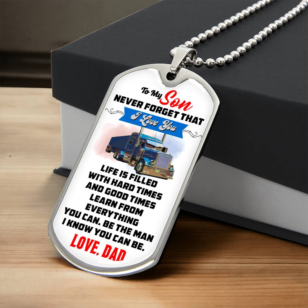 Trucker's Son - Premium Dog Tag - Army Tag Necklace, Dog Tag