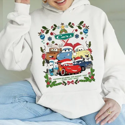 Vintage Cars Christmas Jumper Lightning Mcqueen Tow Mater Christmas Hoodie Very Merry Christmas 2024 Hoodie Unisex