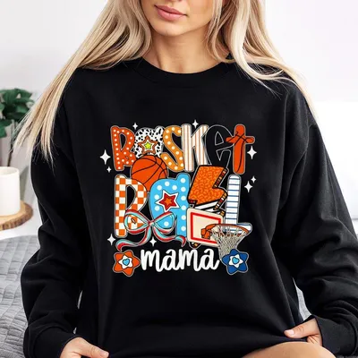 Basketball Mama Checkered Sweatshirt Coquette Basketball Game Day Sweatshirt Basketball Mom Gift Soft Comfy First Rate Sweatshirt For Summer