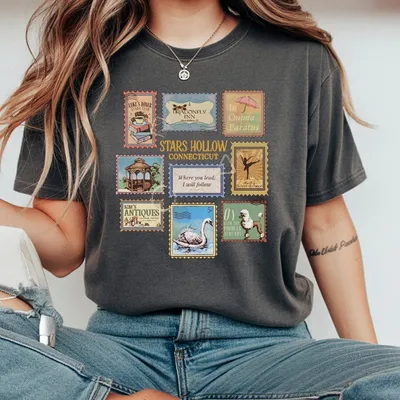 Stars Hollows Connecticut Stamps T-Shirt Retro Lukes Coffee T-Shirt Dragonfly Inn No Cell Phone T-Shirt Vintage Gilmore Girls