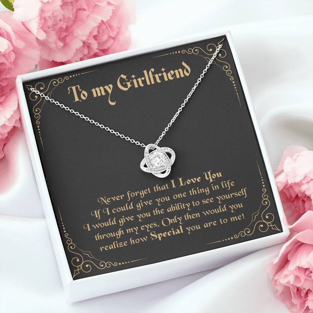 To My Girlfriend Never Forget That I Love You - Love Knot Necklace