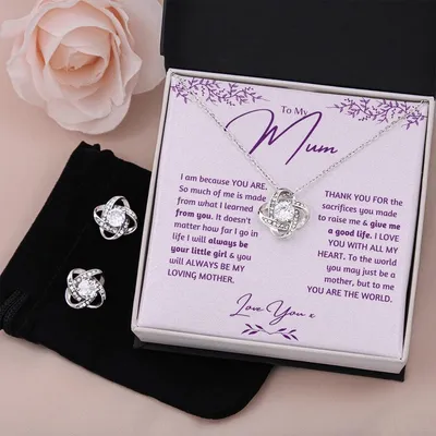 Mothers Day Necklace, To My Mum Gift For Mothers Day, Jewellery Set For Mum, Love Knot, Birthday Gift For Mum, Mothers Day Gift Ideas