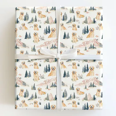 Mountains with the Goldens - Gift Wrap for Christmas, Holidays Wrapping Paper, Christmas Wrapping Paper