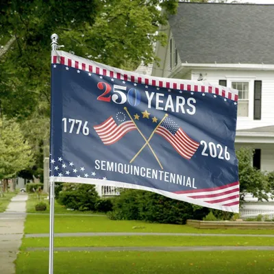 House Flag 250th Anniversary American Semiquincentennial We The People 1776-2026 Patriotic Decor Horizontal House Flag