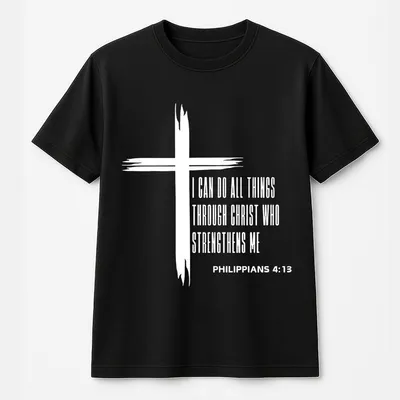 I Can Do All Things Through Christ Who Strengthens Me T-Shirt T-Shirt Jesus Cross T-Shirt Philippians 4 13