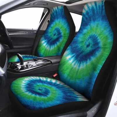 Blue Green And White Tie Dye Print Universal Fit Car Seat Covers