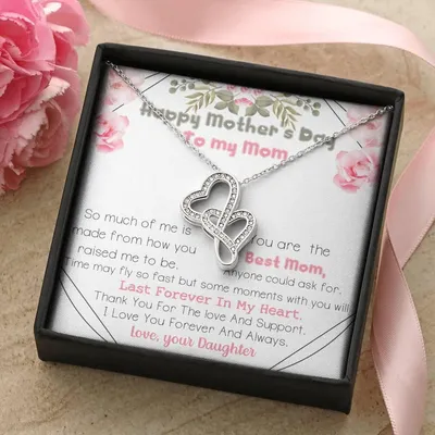 Mother's Day Gift For Mom Two Hearts Necklace For Mother Double Hearts Necklace