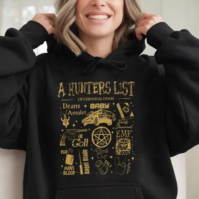 Supernatural  Hoodie Men S Womens Casual Hoodie Black Relaxed Fit With Supernatural Tv Show Graphic Print