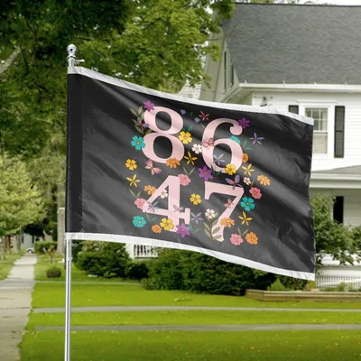 8647 Floral Horizontal House Flag, Flowers And Butterflies Design, Garden Decor, Groovy Aesthetic Horizontal House Flag
