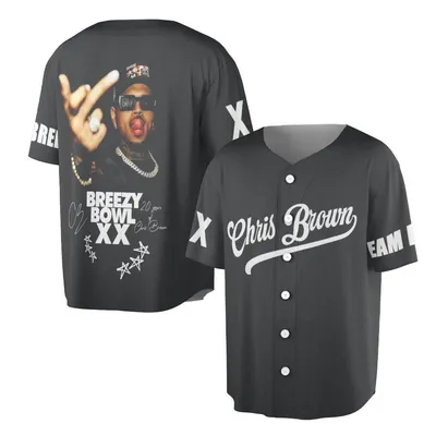 Chris Brown 'Team Breezy' Baseball Jersey Baseball Jersey, Breezy Bowl Xx Fan Merch, Hip-Hop R&B Graphic Apparel Gift