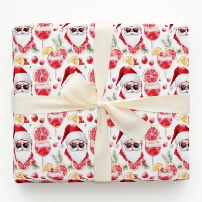 Sangria with Santa - Gift Wrap for Christmas, Holidays Wrapping Paper, Christmas Wrapping Paper