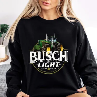 Busch Light Tractor Sweatshirt – Vintage Farm Beer Sweatshirt, Green Tractor Graphic Sweatshirt For Country Boys, Rustic Busch Light Apparel For Men