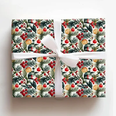 Mele Time Fruit - Gift Wrap for Christmas, Holidays Wrapping Paper, Christmas Wrapping Paper