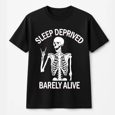 Sleep Deprived Barely Alive Gildan Unisex Printed T-Shirt Classic Fabric