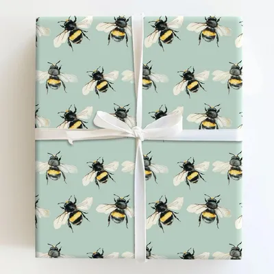 Minty Bee - Gift Wrap for Christmas, Holidays Wrapping Paper, Christmas Wrapping Paper
