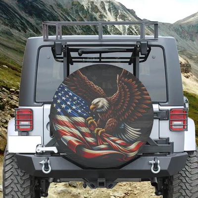Eagle Patriotic Spare Tire Cover - Cars Tire Cover With Backup Camera Hole, Eagle Cover Spare Tire Cover