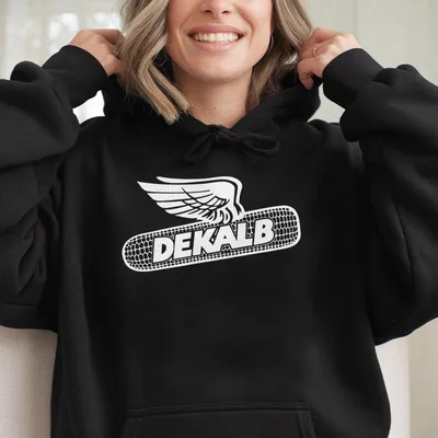 Dekalb Corn Wing Logo Hoodie – Double-Sided Farmwear Graphic Apparel, Country Boy Southern Style, Casual Rural Workwear