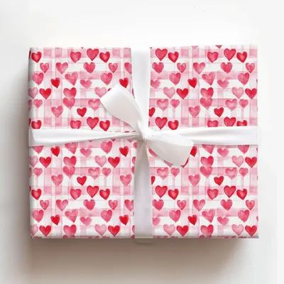 Blushing Hearts - Gift Wrap for Christmas, Holidays Wrapping Paper, Christmas Wrapping Paper