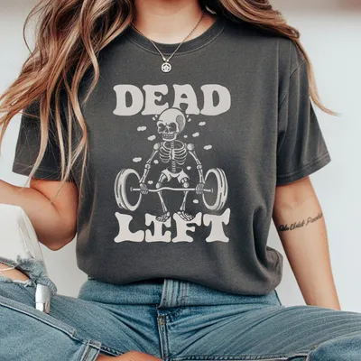 Dead Lift Skeleton T-Shirt Gym Pump Cover T-Shirt Funny Workout T-Shirt Crossfit T-Shirt Weightlifting T-Shirt Retro Cartoon