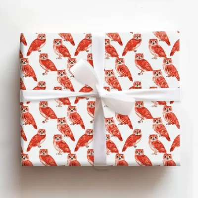 Hoot Red - Gift Wrap for Christmas, Holidays Wrapping Paper, Christmas Wrapping Paper