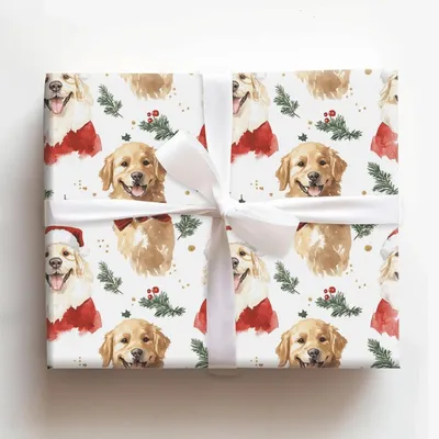 Retrieving Holiday Cheer - Gift Wrap for Christmas, Holidays Wrapping Paper, Christmas Wrapping Paper