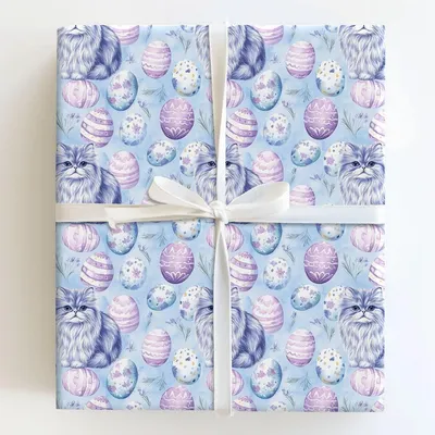 Purple Easter Kitty - Gift Wrap for Christmas, Holidays Wrapping Paper, Christmas Wrapping Paper